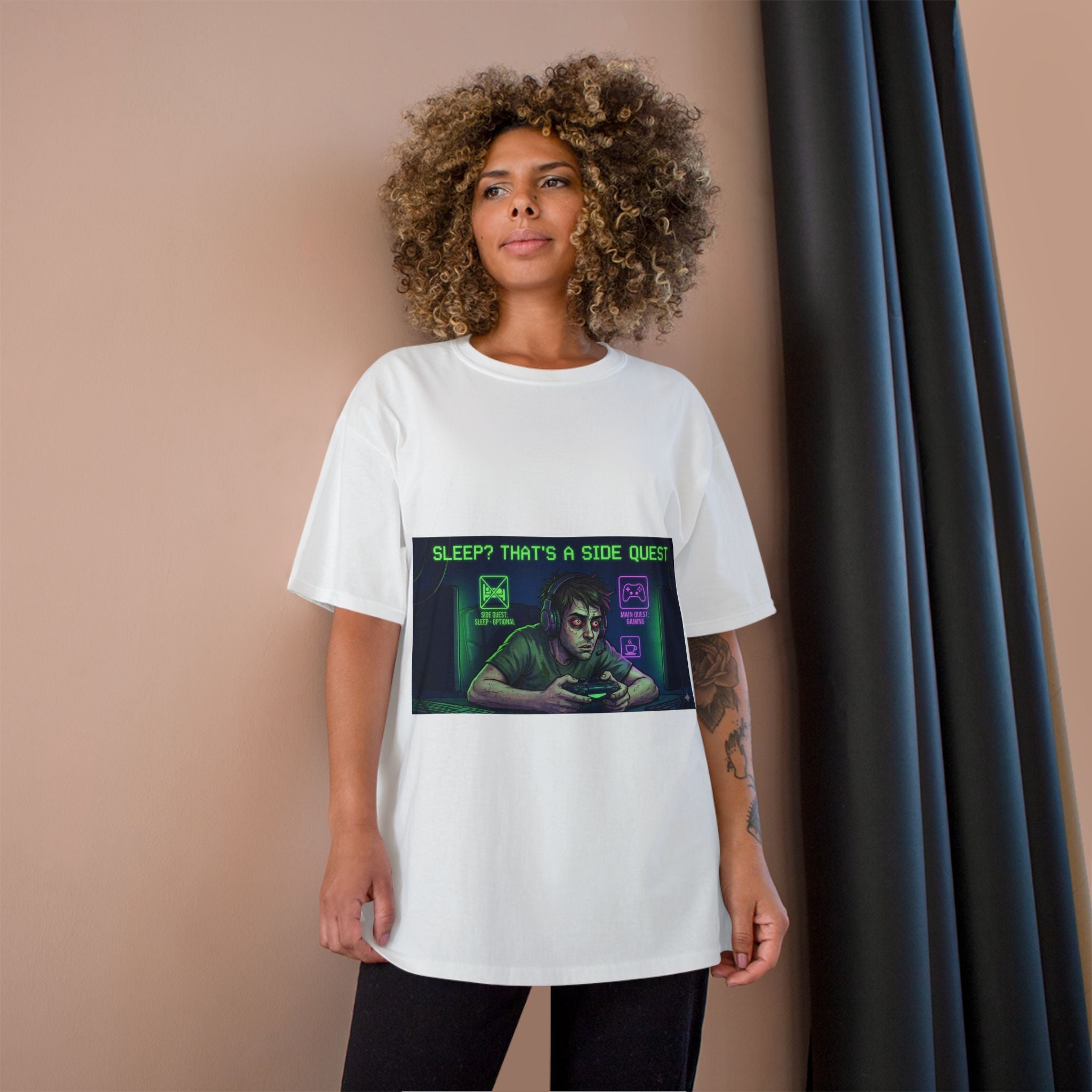 Camiseta Gamer "Sleep? That's a Side Quest" - Edición Brainrot Retro