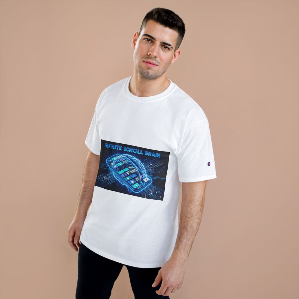 Camiseta "Infinite Scroll Brain" - Estética Tech-Addict & Neon Cyber